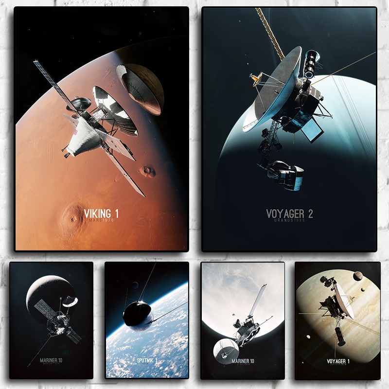Star Map Poster - Изображение солнечной системы на холсте, зонды